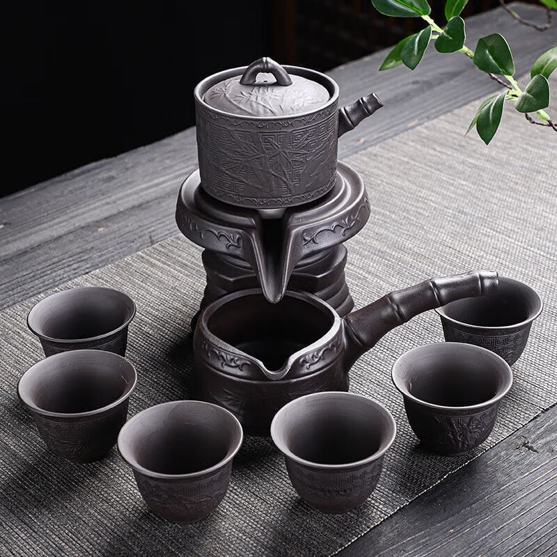 【茶具就找容山堂】浮雕文竹紫砂自動茶具套裝！竹韻傳情，是饋贈親友、傳遞祝福的佳品！