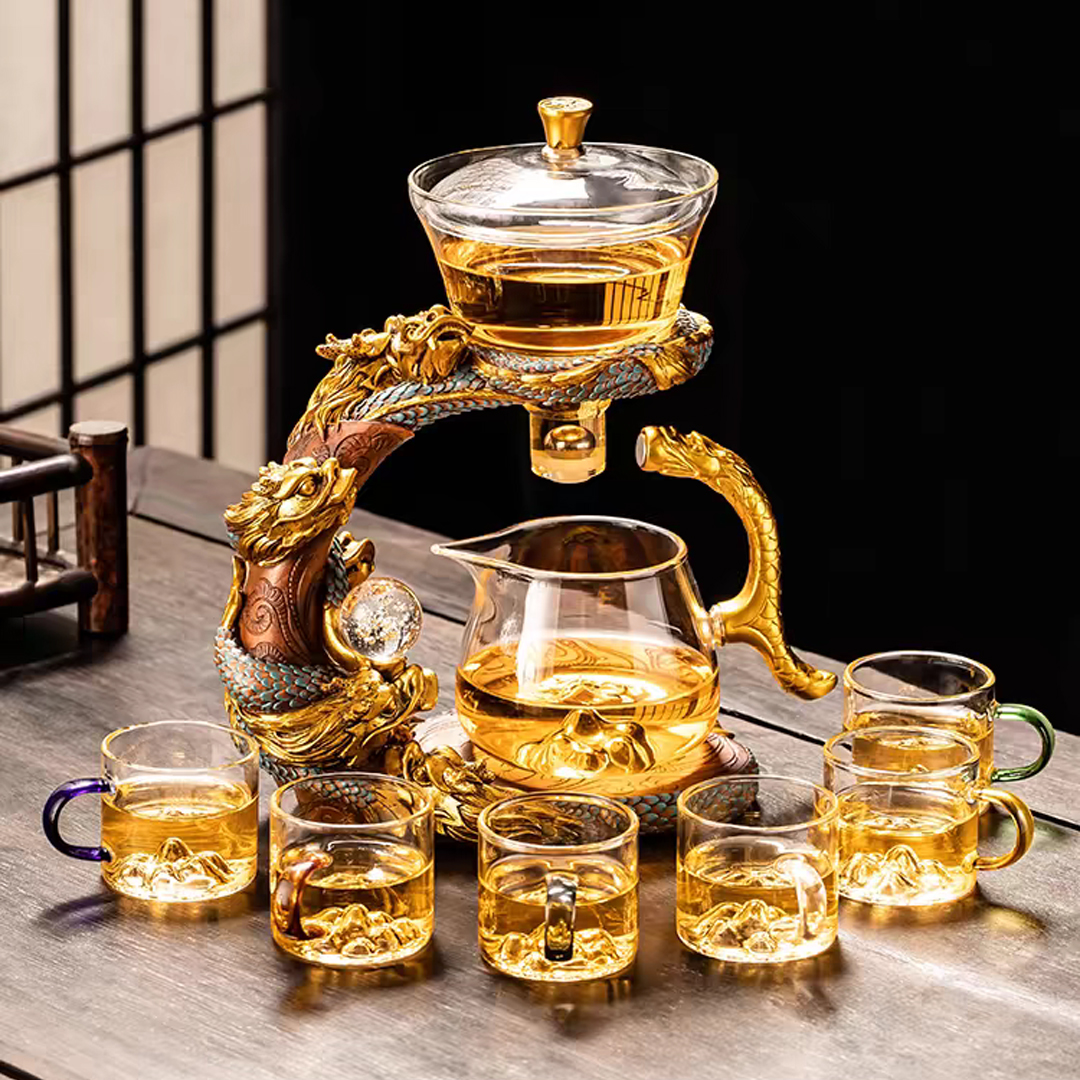 【茶具就找容山堂】2024新款-龍嘯九天自動泡茶器，輕奢高檔磁吸茶具套裝！